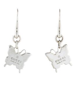 gucci silver butterfly earrings|gucci silver dangling earrings.